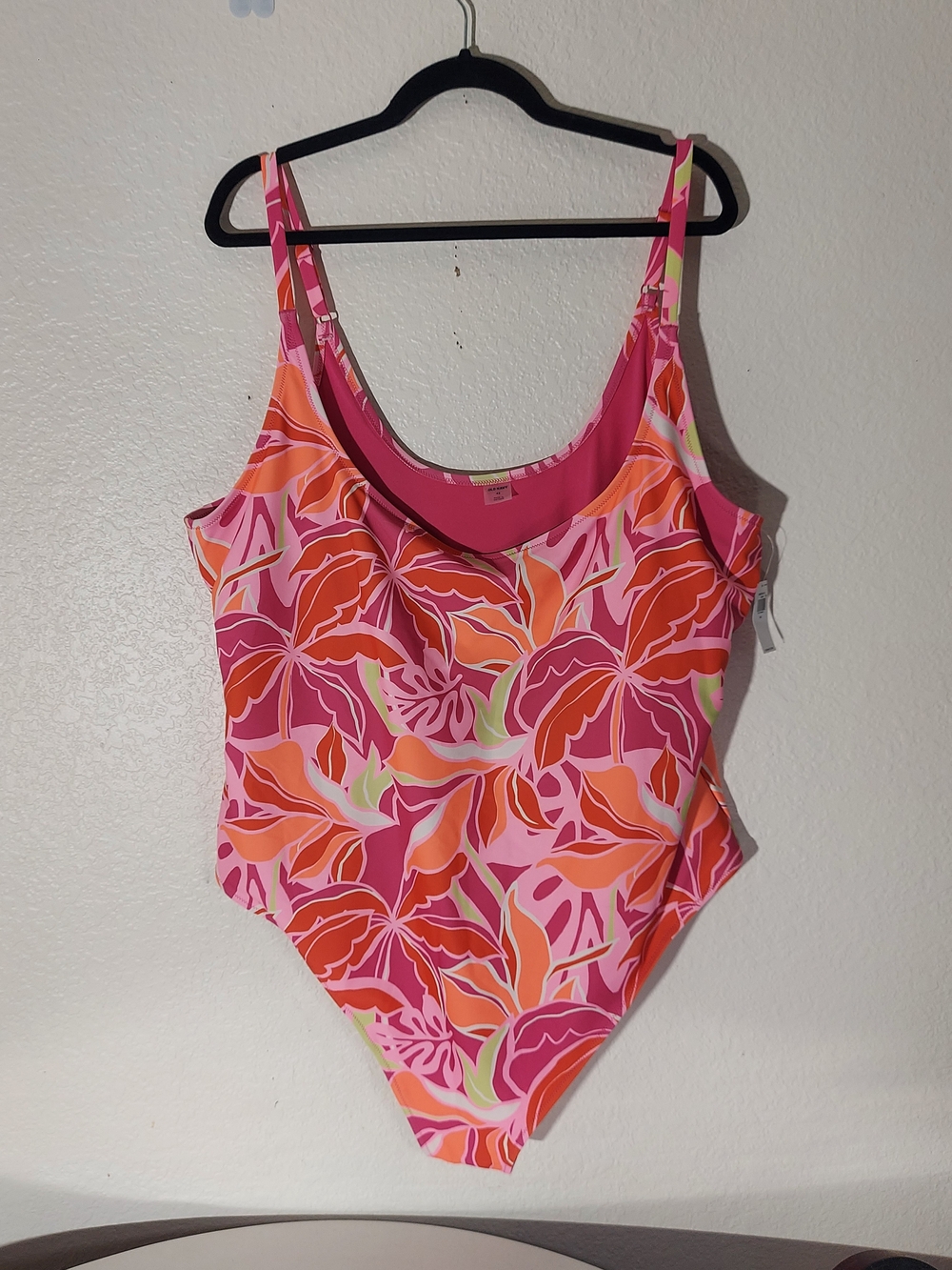 OLD NAVY Floral Pink/Orange Tropical Lined One Piece Bathing Suit WM Size 4X NWT